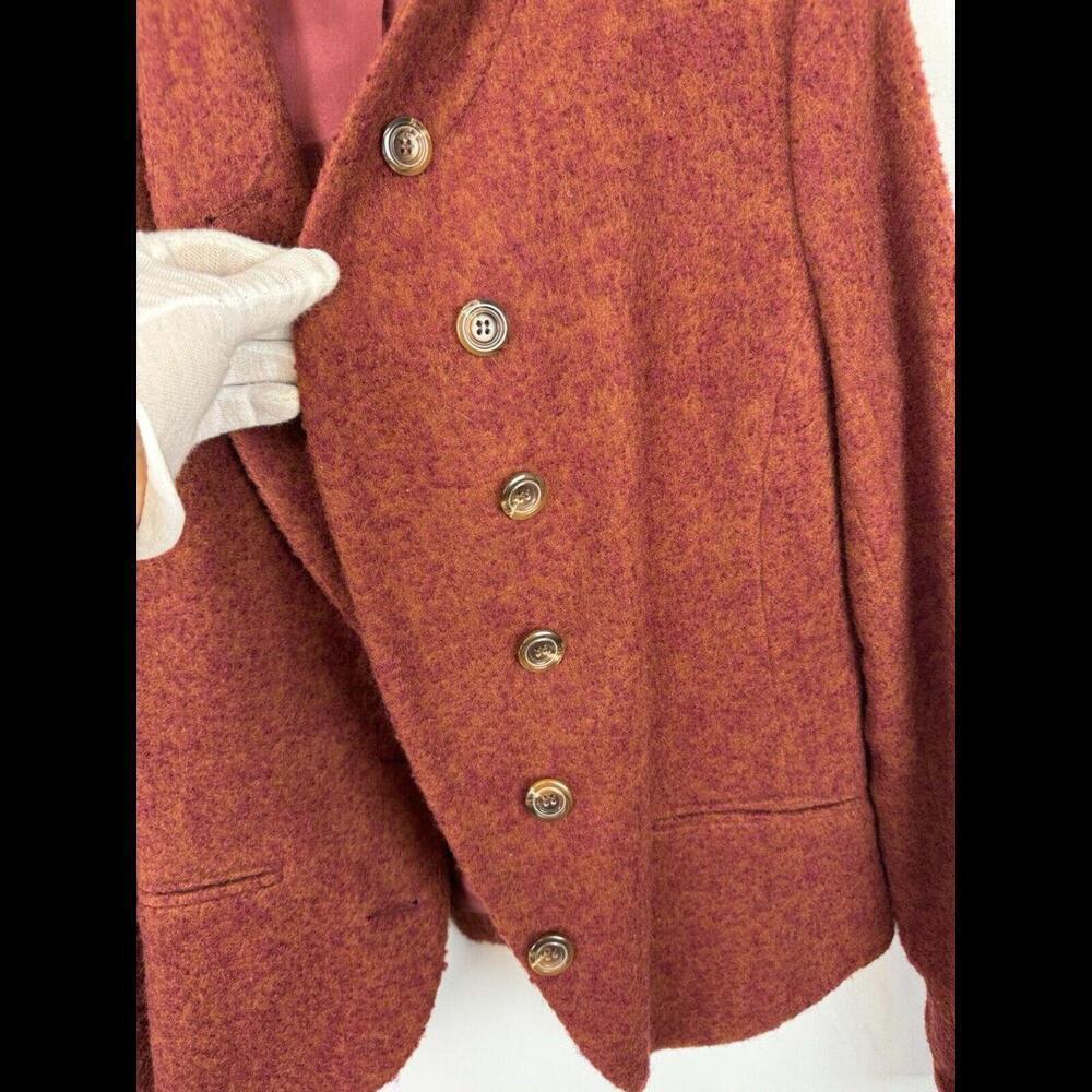 Holt Refrew Wool Blend Assymetric Button Jacket Brown Burgundy Size 12 US - Picture 5 of 6